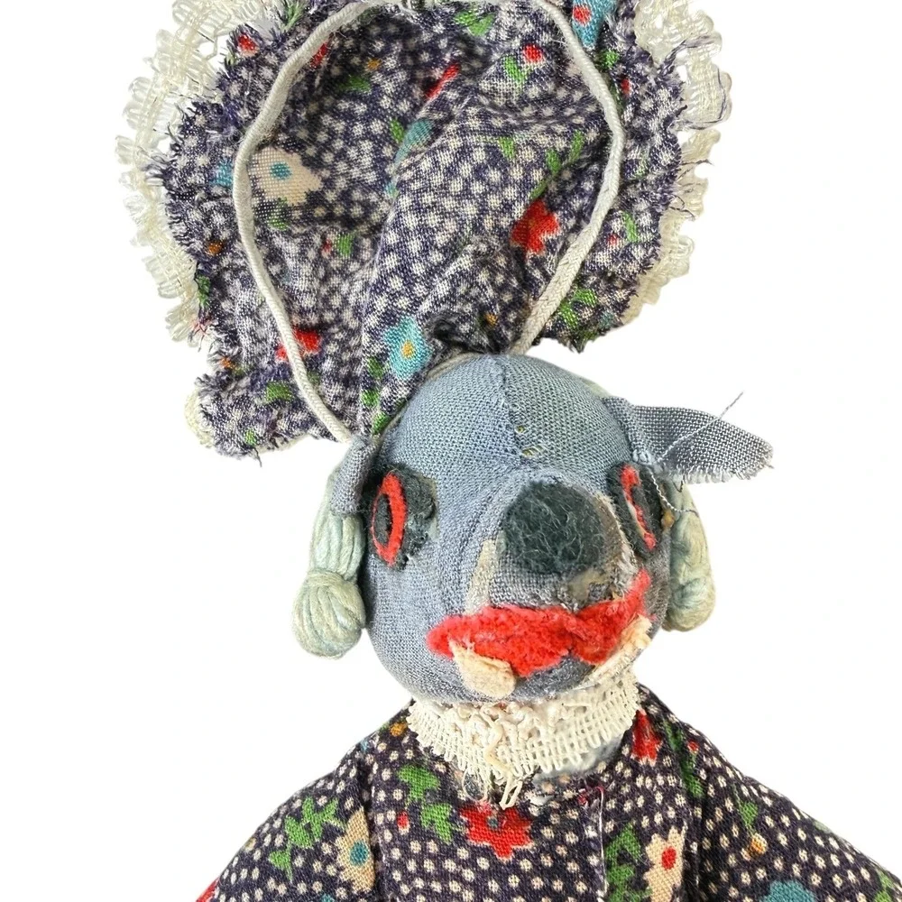 Vintage Little Red Riding Hood Topsy Turvy Doll Cloth Grandma And Wolf 9